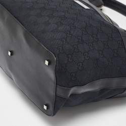 Pre Owned Gucci Black GG Canvas and Leather Hobo