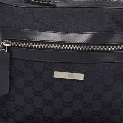 Pre Owned Gucci Black GG Canvas and Leather Hobo