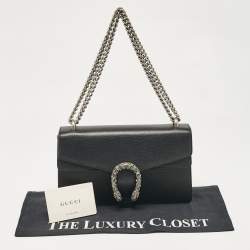Pre Owned Gucci Black Leather Small Dionysus Shoulder Bag
