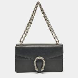 Pre Owned Gucci Black Leather Small Dionysus Shoulder Bag