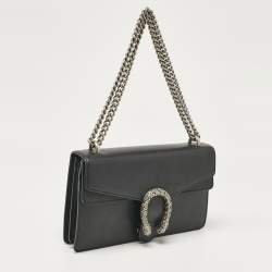 Pre Owned Gucci Black Leather Small Dionysus Shoulder Bag