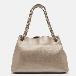 مملوكة مسبقًا حقيبة كتف غوتشي سوهو متوسطة سلسلة جلد لامع أحمر كرزي