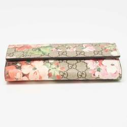 Gucci Multicolor GG Supreme Canvas and Leather Blooms Continental Wallet