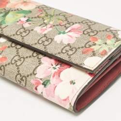 Gucci Multicolor GG Supreme Canvas and Leather Blooms Continental Wallet