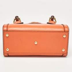 Pre Owned Gucci Orange Leather Mini Bamboo Diana Tote