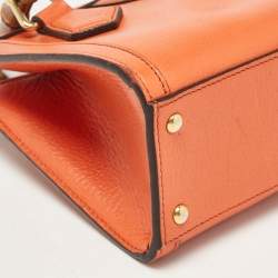 Pre Owned Gucci Orange Leather Mini Bamboo Diana Tote