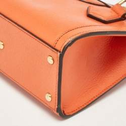 Pre Owned Gucci Orange Leather Mini Bamboo Diana Tote