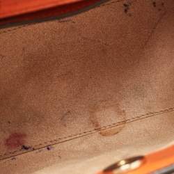 Pre Owned Gucci Orange Leather Mini Bamboo Diana Tote