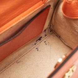 Pre Owned Gucci Orange Leather Mini Bamboo Diana Tote