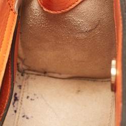 Pre Owned Gucci Orange Leather Mini Bamboo Diana Tote