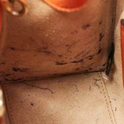 Pre Owned Gucci Orange Leather Mini Bamboo Diana Tote