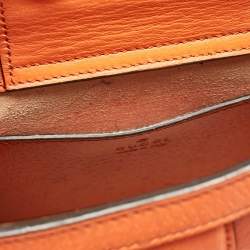 Pre Owned Gucci Orange Leather Mini Bamboo Diana Tote