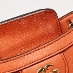 Pre Owned Gucci Orange Leather Mini Bamboo Diana Tote