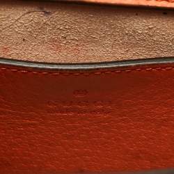 Pre Owned Gucci Orange Leather Mini Bamboo Diana Tote