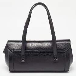 Pre Owned Gucci Black Leather Bamboo Bullet Bag