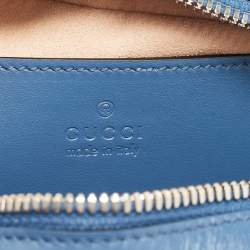 Gucci Blue Quilted Leather Small GG Marmont Crossbody Bag