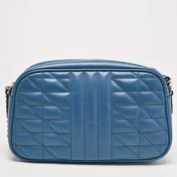 Gucci Blue Quilted Leather Small GG Marmont Crossbody Bag