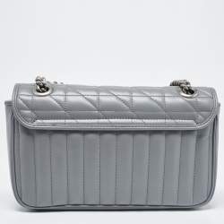 Pre Owned Gucci Grey Mix Quilted Leather Small GG Marmont Shoulder Bag