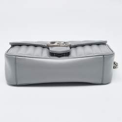 Pre Owned Gucci Grey Mix Quilted Leather Small GG Marmont Shoulder Bag