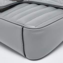 Pre Owned Gucci Grey Mix Quilted Leather Small GG Marmont Shoulder Bag