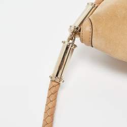 Pre Owned Gucci Tan Suede Medium Britt Tassel Hobo