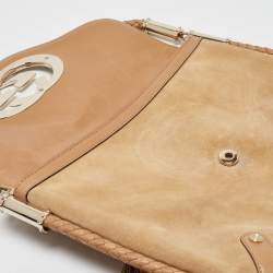 Pre Owned Gucci Tan Suede Medium Britt Tassel Hobo