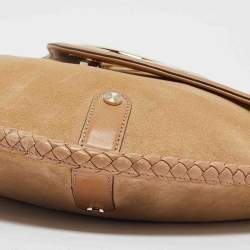 Pre Owned Gucci Tan Suede Medium Britt Tassel Hobo