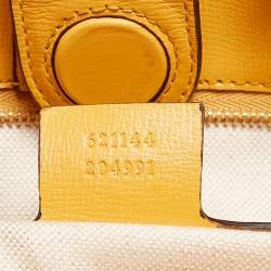 Pre Owned Gucci Yellow Leather and Raffia Horsebit 1955 Chain Tote