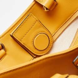 Pre Owned Gucci Yellow Leather and Raffia Horsebit 1955 Chain Tote