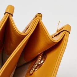 Pre Owned Gucci Yellow Leather and Raffia Horsebit 1955 Chain Tote