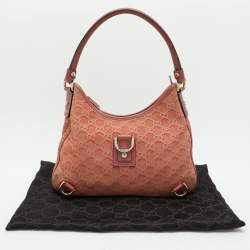 Gucci Pink Guccisssima Suede Abbey D-Ring Hobo