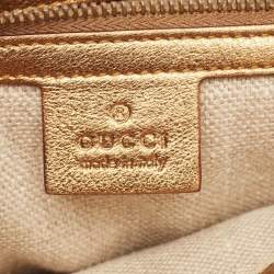 Pre Owned Gucci Gold Leather Studded Pelham Runaway Flap Shoulder Bag