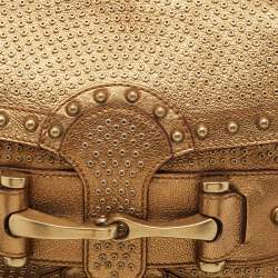 Pre Owned Gucci Gold Leather Studded Pelham Runaway Flap Shoulder Bag
