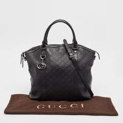Pre Owned Gucci Black Guccissima Leather GG Charm Dome Satchel