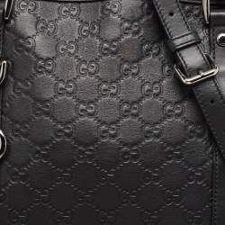Pre Owned Gucci Black Guccissima Leather GG Charm Dome Satchel