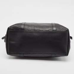 Pre Owned Gucci Black Guccissima Leather GG Charm Dome Satchel