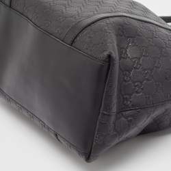 Pre Owned Gucci Black Guccissima Leather GG Charm Dome Satchel