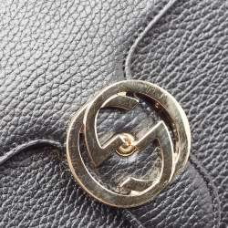 Pre Owned Gucci Black Leather Small Dollar Interlocking G Shoulder Bag