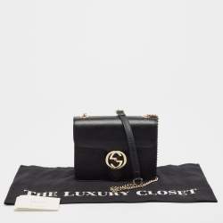 Pre Owned Gucci Black Leather Small Dollar Interlocking G Shoulder Bag