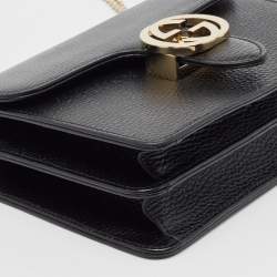 Pre Owned Gucci Black Leather Small Dollar Interlocking G Shoulder Bag