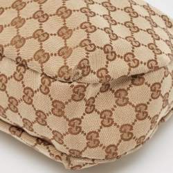 Pre Owned Gucci Brown/Beige GG Canvas and Leather Small New Ladies Web Hobo