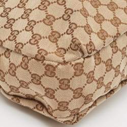 Pre Owned Gucci Brown/Beige GG Canvas and Leather Small New Ladies Web Hobo
