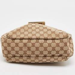 Pre Owned Gucci Brown/Beige GG Canvas and Leather Small New Ladies Web Hobo