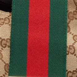 Pre Owned Gucci Brown/Beige GG Canvas and Leather Small New Ladies Web Hobo