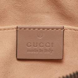 Pre Owned Gucci Beige Matelassé Leather Mini GG Marmont Belt Bag