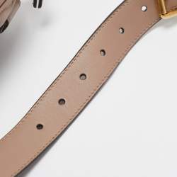 Pre Owned Gucci Beige Matelassé Leather Mini GG Marmont Belt Bag