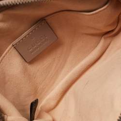Pre Owned Gucci Beige Matelassé Leather Mini GG Marmont Belt Bag