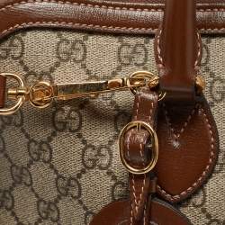 Pre Owned Gucci Brown/Beige GG Supreme Canvas Horsebit 1955 Satchel