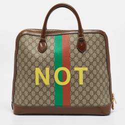 Pre Owned Gucci Brown/Beige GG Supreme Canvas Horsebit 1955 Satchel