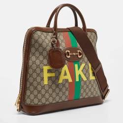 Pre Owned Gucci Brown/Beige GG Supreme Canvas Horsebit 1955 Satchel